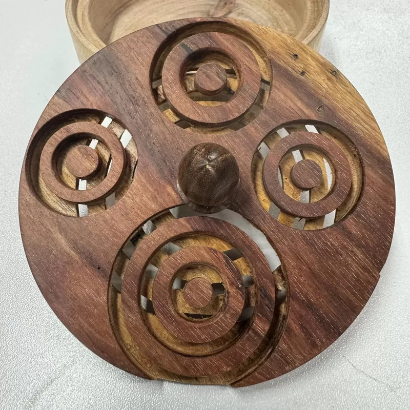 四體盒蓋鏤空小盤香爐