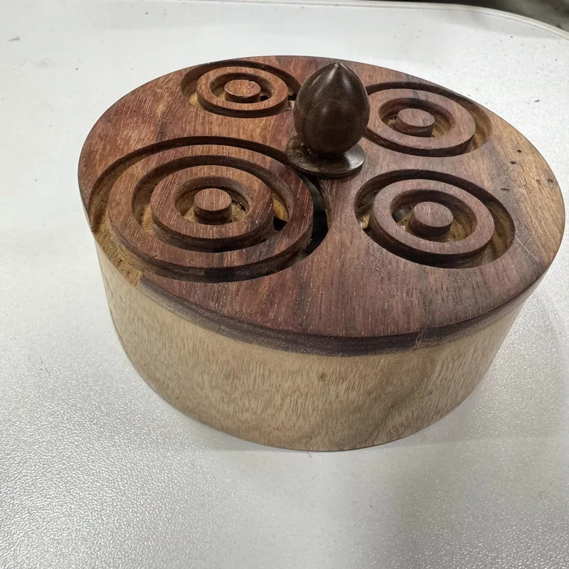 四體盒蓋鏤空小盤香爐