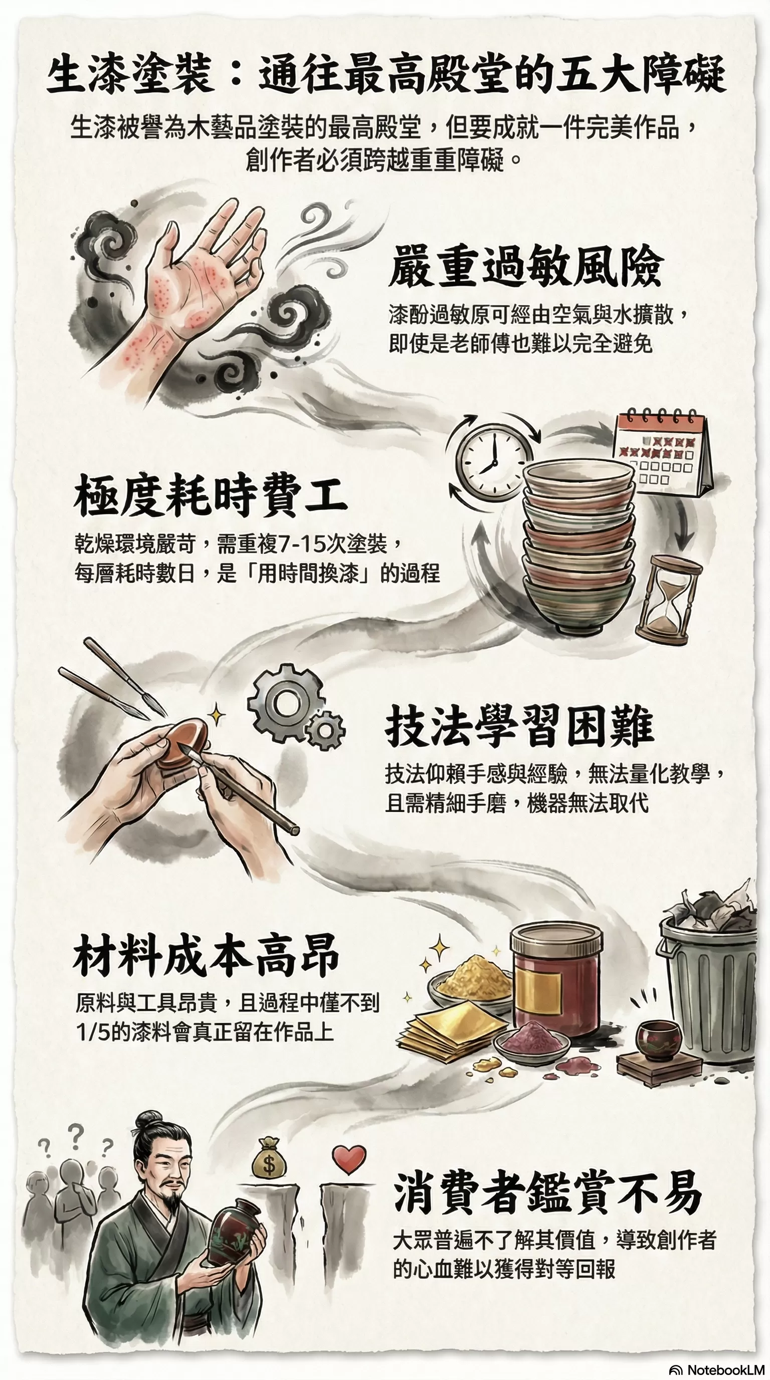 生漆塗裝的五大障礙