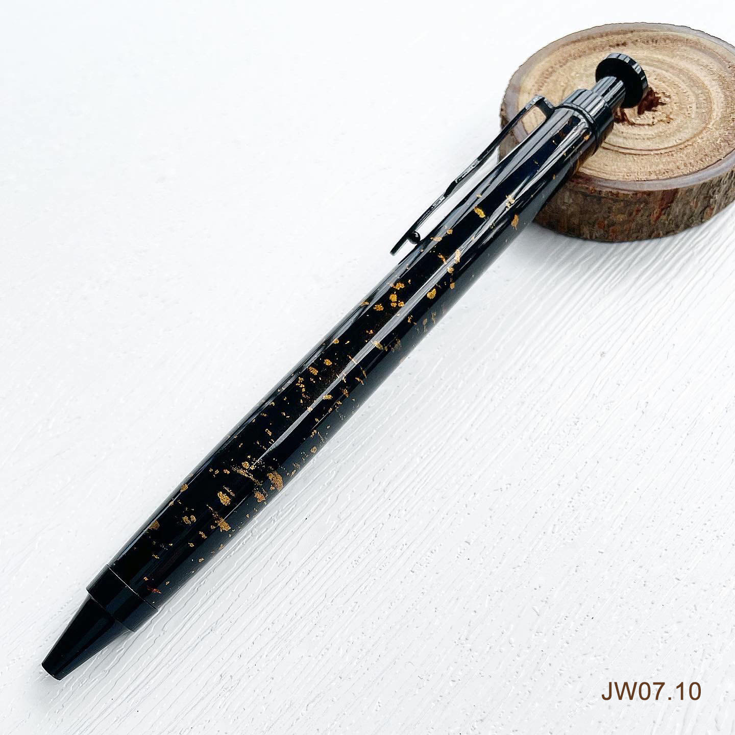 JW07.10 漆藝蒔繪印尼黑檀原木筆