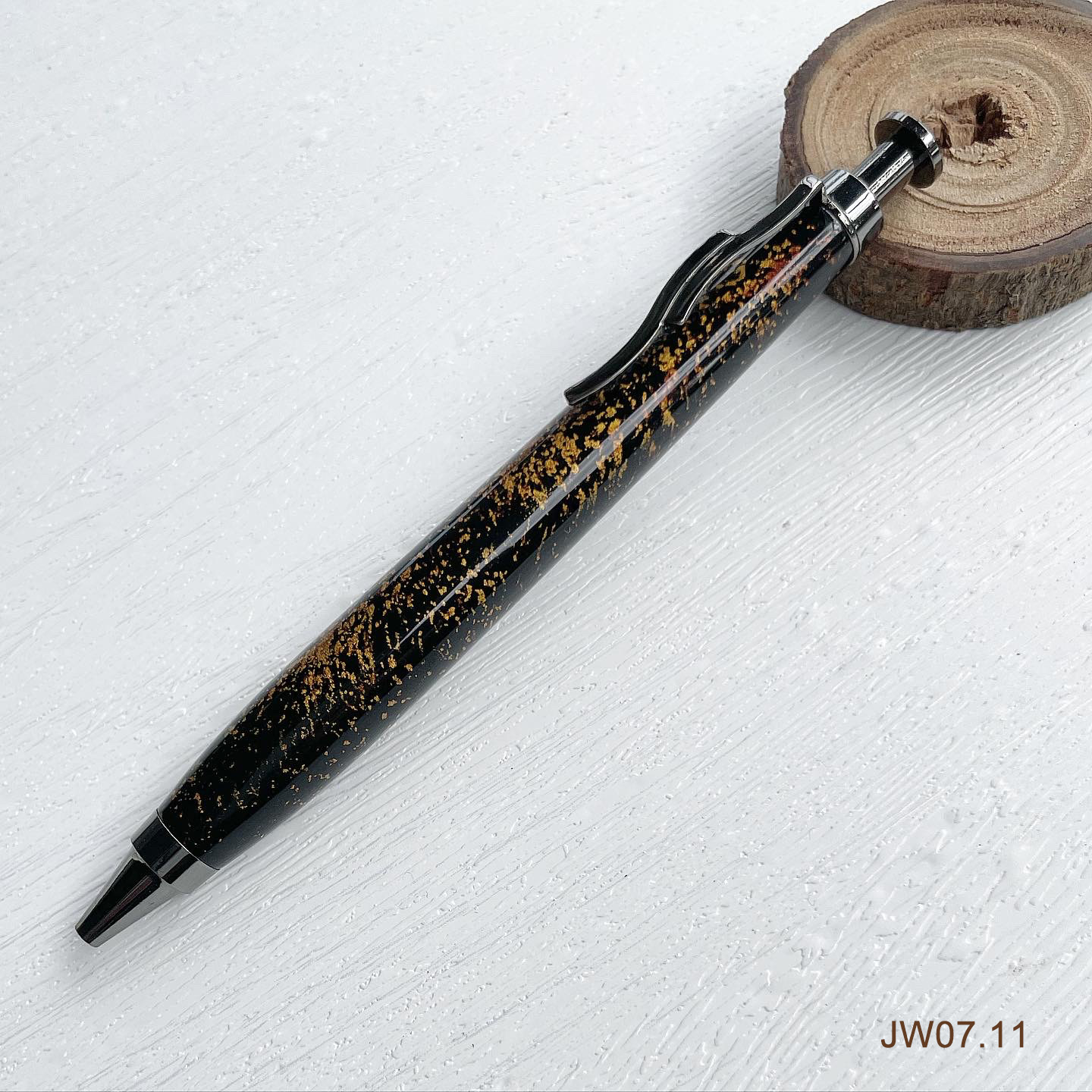 JW07.11 漆藝蒔繪印尼黑檀原木筆
